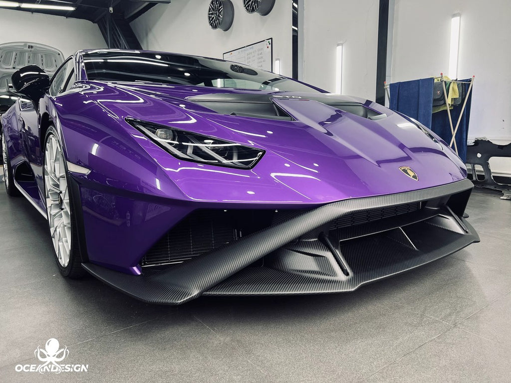 Lamborghini STO OEM Style Dry Carbon Fiber Aero Kit – Front Lip, Rear Lip, Rear Wing, Mirror Covers, Front Corner Pieces, Engine Bay Vents, Hood Vents