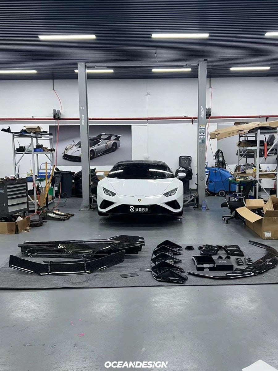 Lamborghini Huracan EVO N-Style Dry Carbon Fiber Aero Kit – Front Lip / Side Skirts / Rear Lip / Wing / 1016 Hood