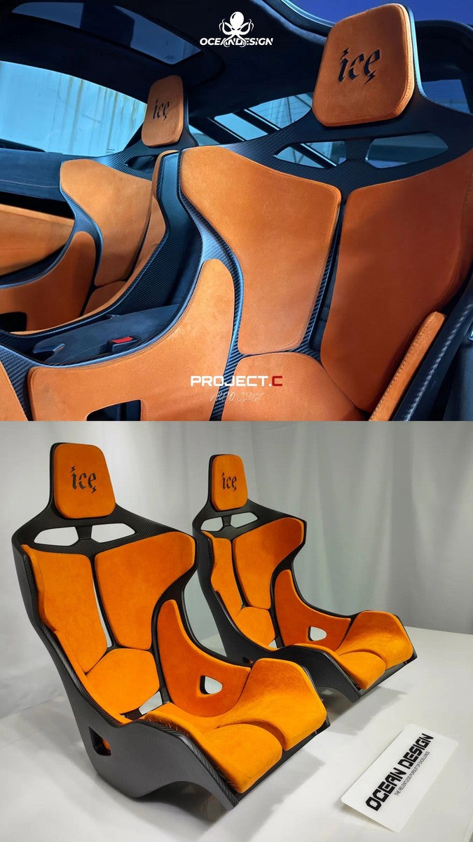 McLaren Senna Style Dry Carbon Fiber One-Piece Racing Bucket Seat – Alcantara Lightweight