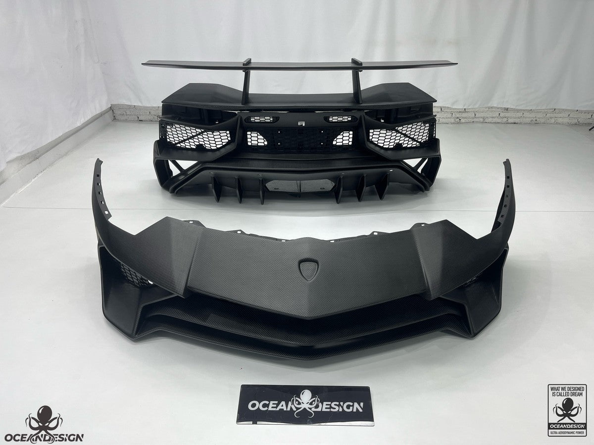 Lamborghini Aventador SV dry carbon fiber aero kit parts front lip rear bumper wing