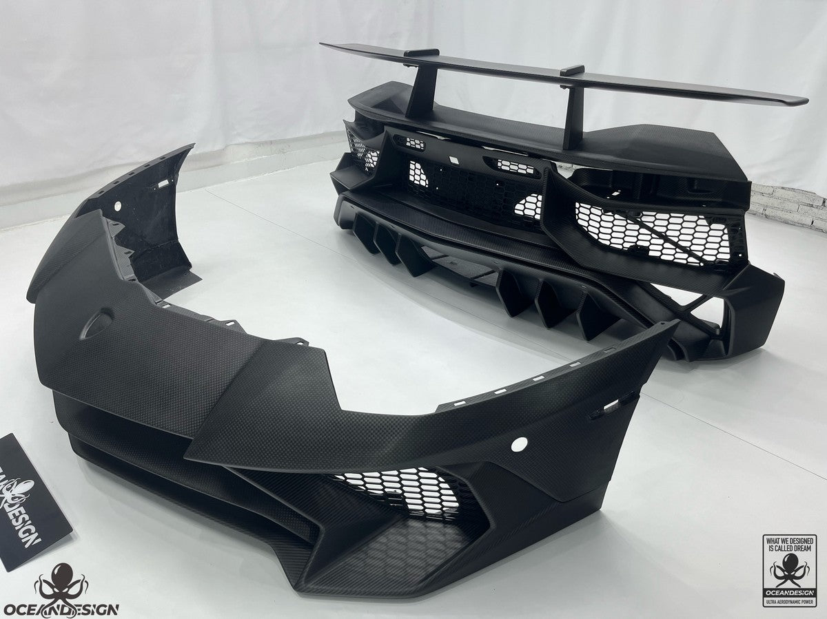 Lamborghini Aventador SV dry carbon fiber aero kit front lip rear diffuser and wing