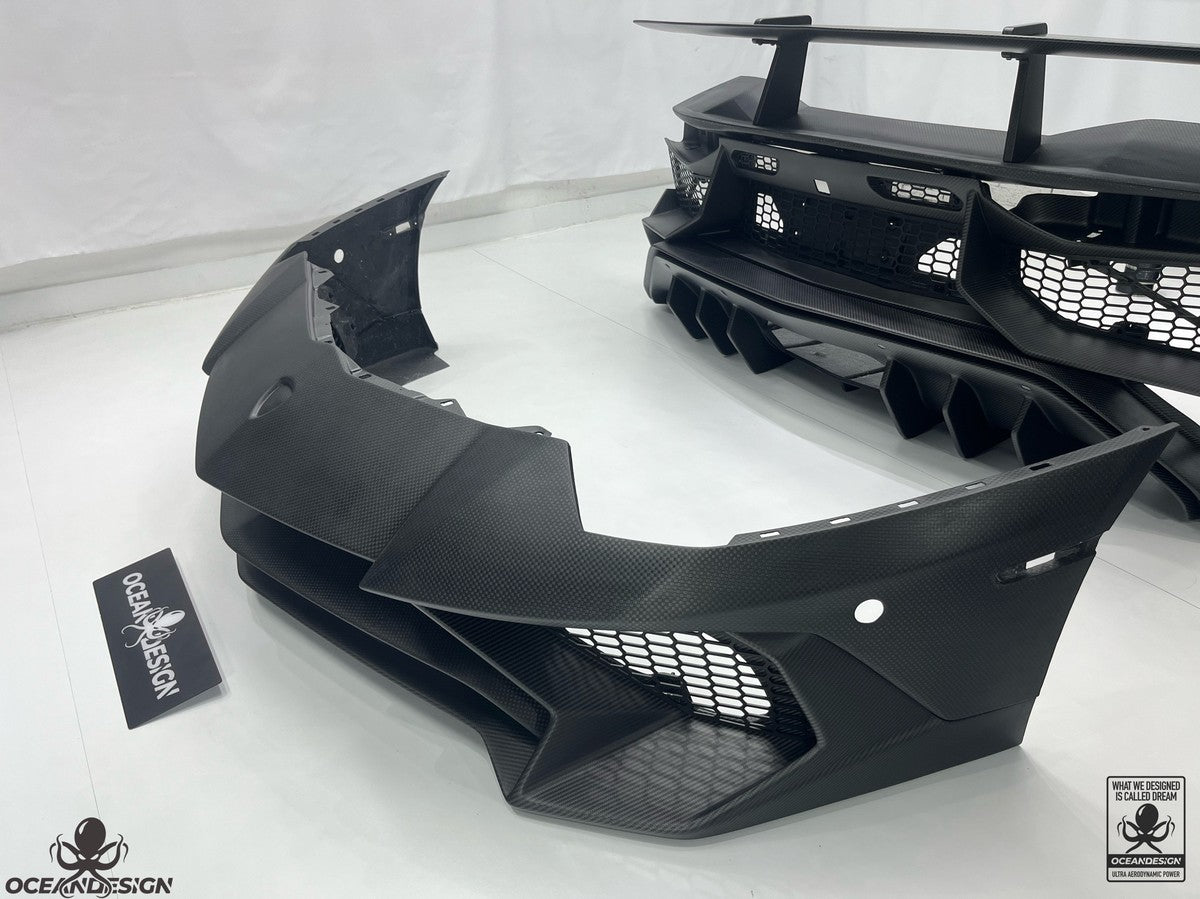 Lamborghini Aventador SV dry carbon fiber front bumper lip detail studio shot