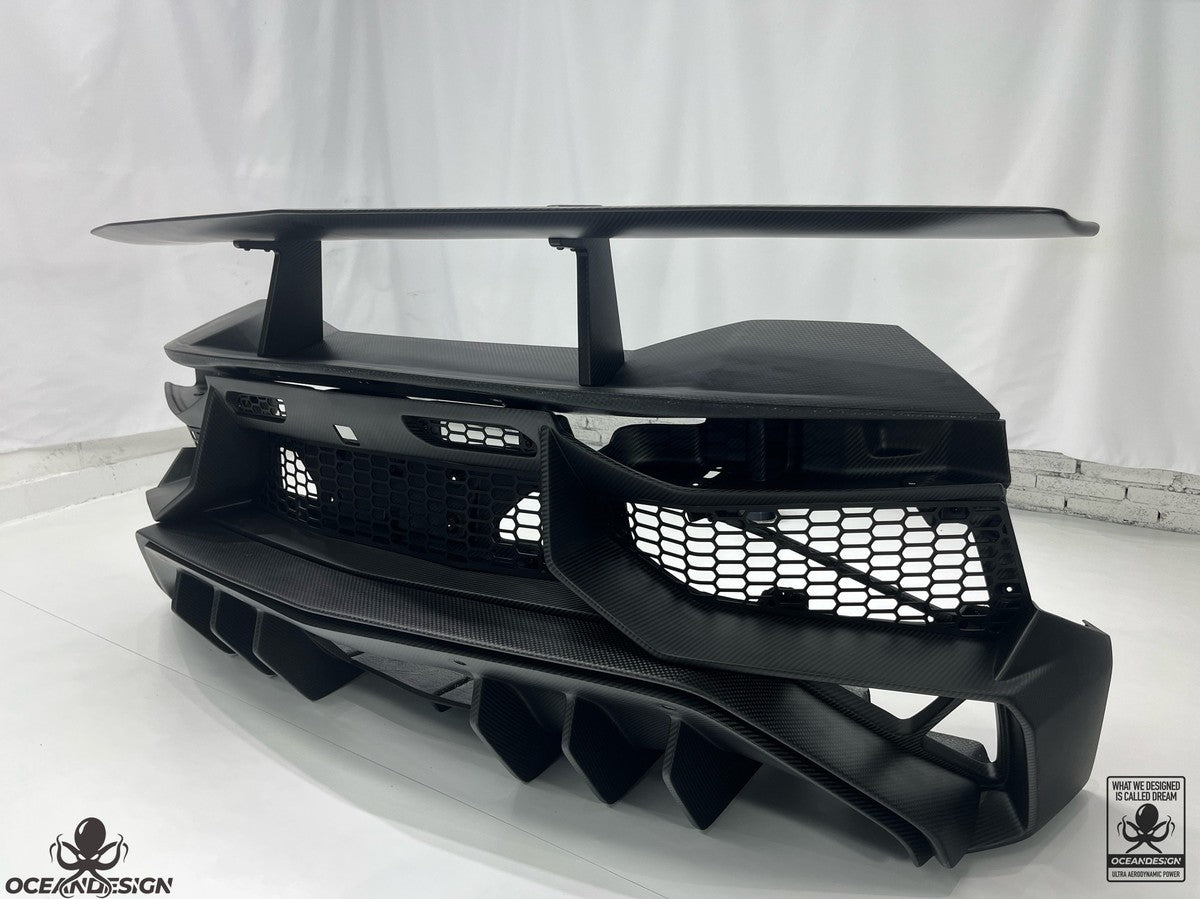 Lamborghini Aventador SV dry carbon fiber rear bumper diffuser and rear wing