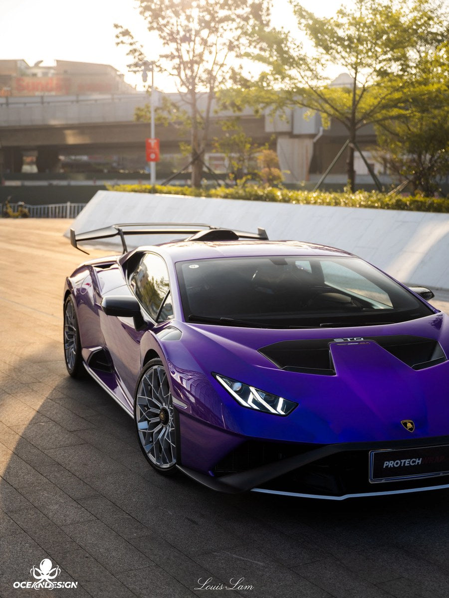 Lamborghini STO OEM Style Dry Carbon Fiber Aero Kit – Front Lip, Rear Lip, Rear Wing, Mirror Covers, Front Corner Pieces, Engine Bay Vents, Hood Vents