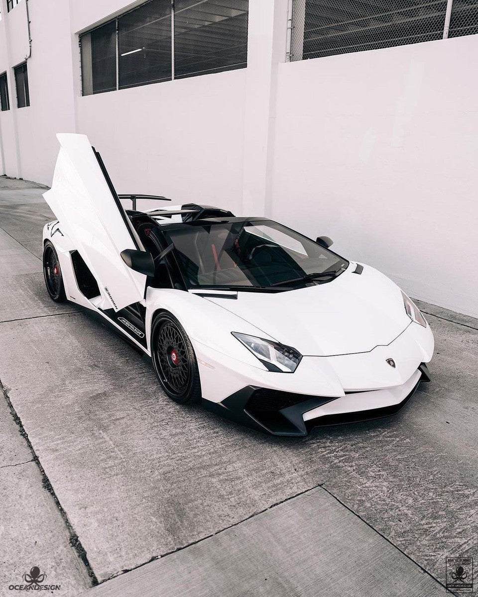Lamborghini Aventador SV roadster carbon fiber aero kit scissor door open