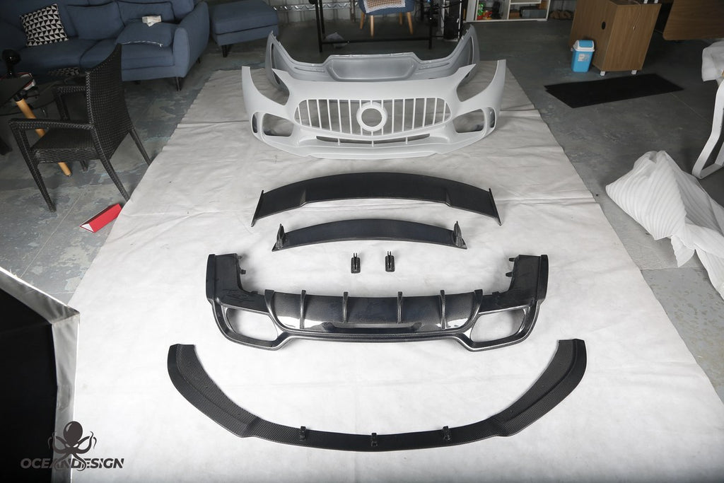 Mercedes-Benz AMG GT / GTC PD Style Carbon Fiber Aero Kit – Front Bumper, Rear Bumper, Front Lip, Rear Lip, Rear Wing, Side Skirts, Front Air Vents, Canards