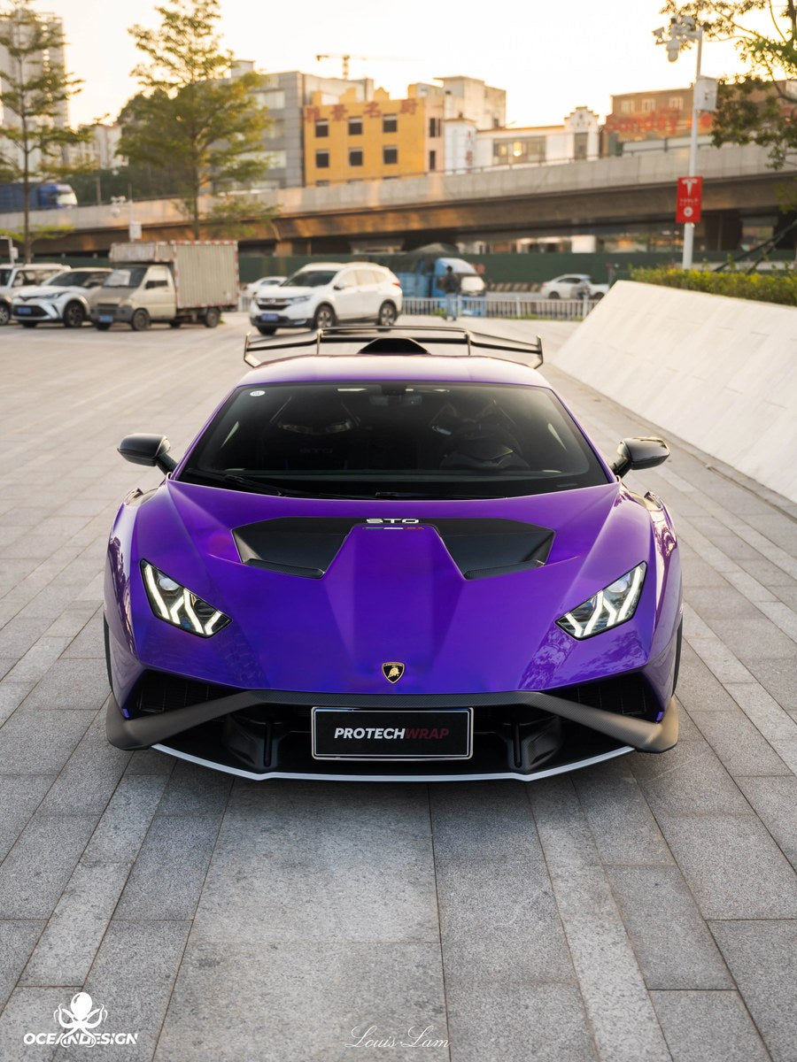 Lamborghini STO OEM Style Dry Carbon Fiber Aero Kit – Front Lip, Rear Lip, Rear Wing, Mirror Covers, Front Corner Pieces, Engine Bay Vents, Hood Vents