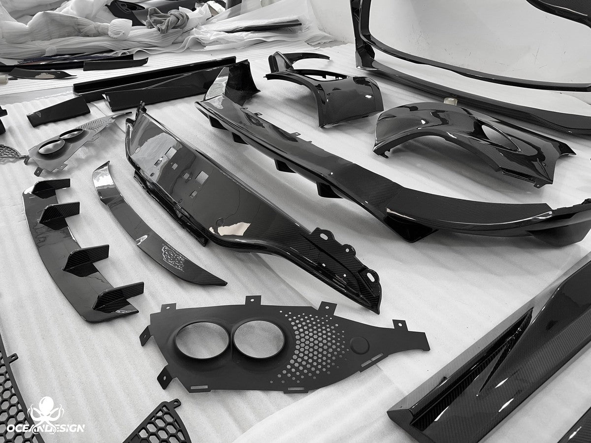 Aston Martin DBX / DBX 707 Dry Carbon Fiber Aero Kit – Front Bumper / Side Skirts / Rear Bumper / Wing / DRL