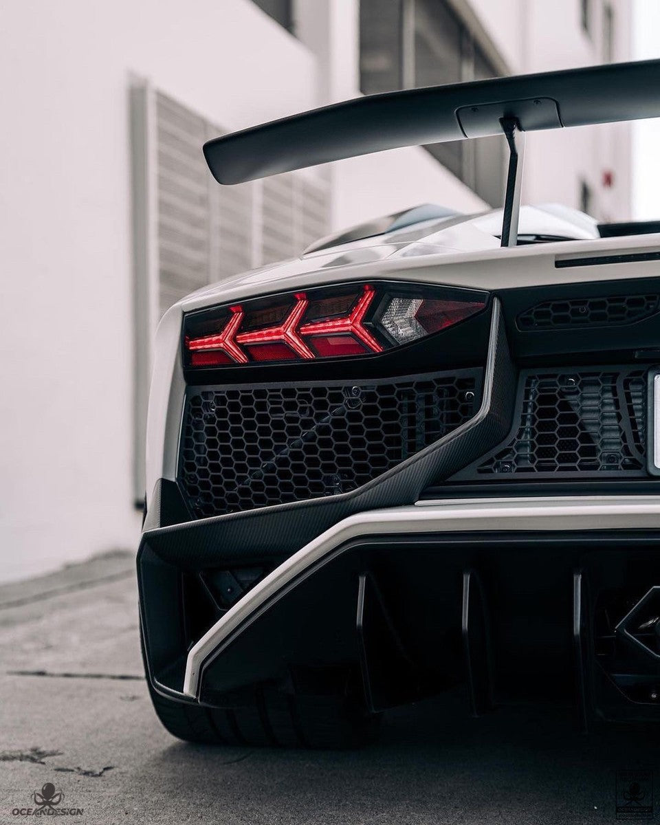 Lamborghini Aventador SV carbon fiber rear diffuser and wing rear view