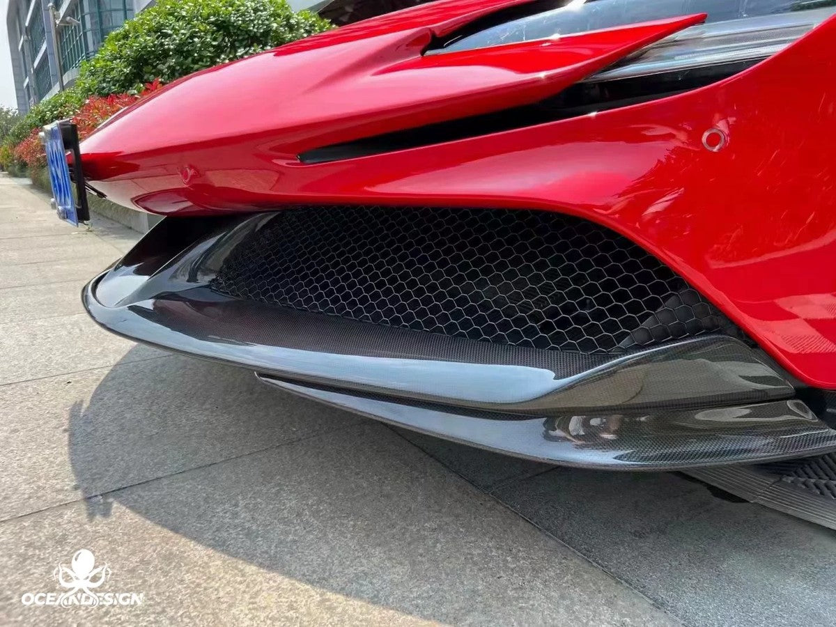 Ferrari SF90 OEM Style Dry Carbon Fiber Aero Kit – Front Lip, Side Skirts, Rear Lip, Track Wing, Engine Bay Trim, Mirror Covers, Door Panels, Fender Flares