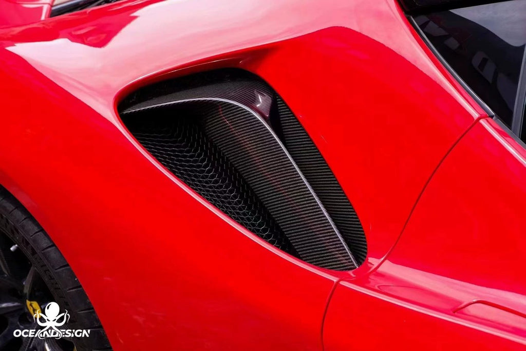 Ferrari SF90 OEM Style Dry Carbon Fiber Aero Kit – Front Lip, Side Skirts, Rear Lip, Track Wing, Engine Bay Trim, Mirror Covers, Door Panels, Fender Flares