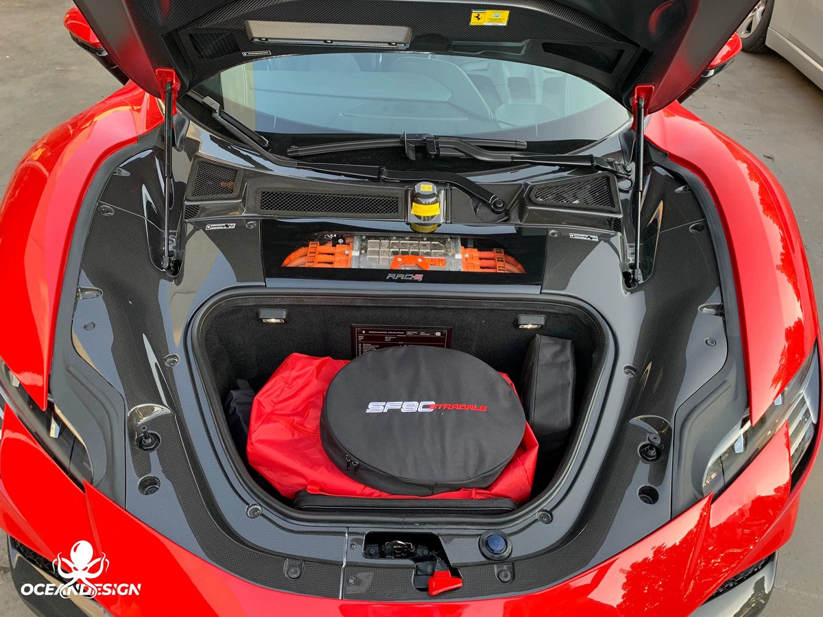 Ferrari SF90 OEM Style Dry Carbon Fiber Aero Kit – Front Lip, Side Skirts, Rear Lip, Track Wing, Engine Bay Trim, Mirror Covers, Door Panels, Fender Flares