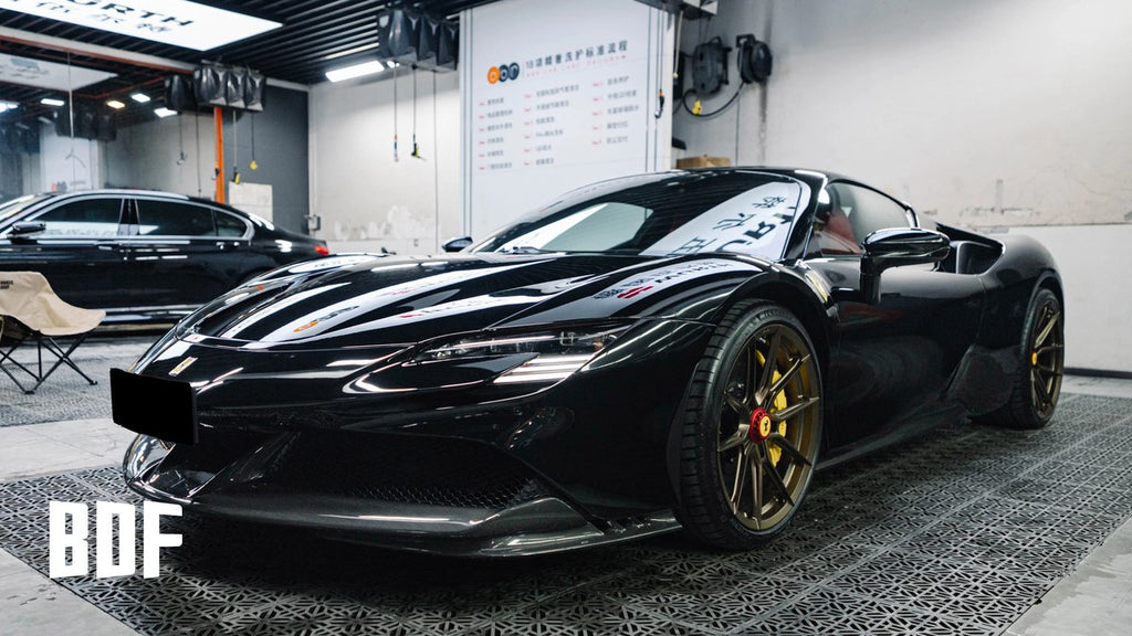 Ferrari SF90 OEM Style Dry Carbon Fiber Aero Kit – Front Lip, Side Skirts, Rear Lip, Track Wing, Engine Bay Trim, Mirror Covers, Door Panels, Fender Flares