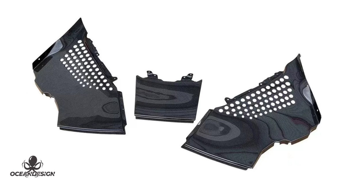Ferrari SF90 OEM Style Dry Carbon Fiber Aero Kit – Front Lip, Side Skirts, Rear Lip, Track Wing, Engine Bay Trim, Mirror Covers, Door Panels, Fender Flares