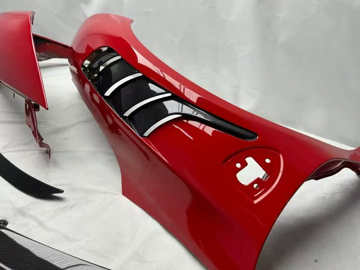 Ferrari SF90 OEM Style Dry Carbon Fiber Aero Kit – Front Lip, Side Skirts, Rear Lip, Track Wing, Engine Bay Trim, Mirror Covers, Door Panels, Fender Flares