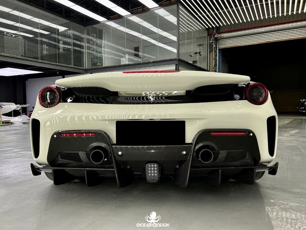 Ferrari 488 Pista Style Dry Carbon Fiber Full Aero Kit – Front Bumper, Rear Bumper, Hood, Side Skirts, Rear Wing, Front & Rear Lips