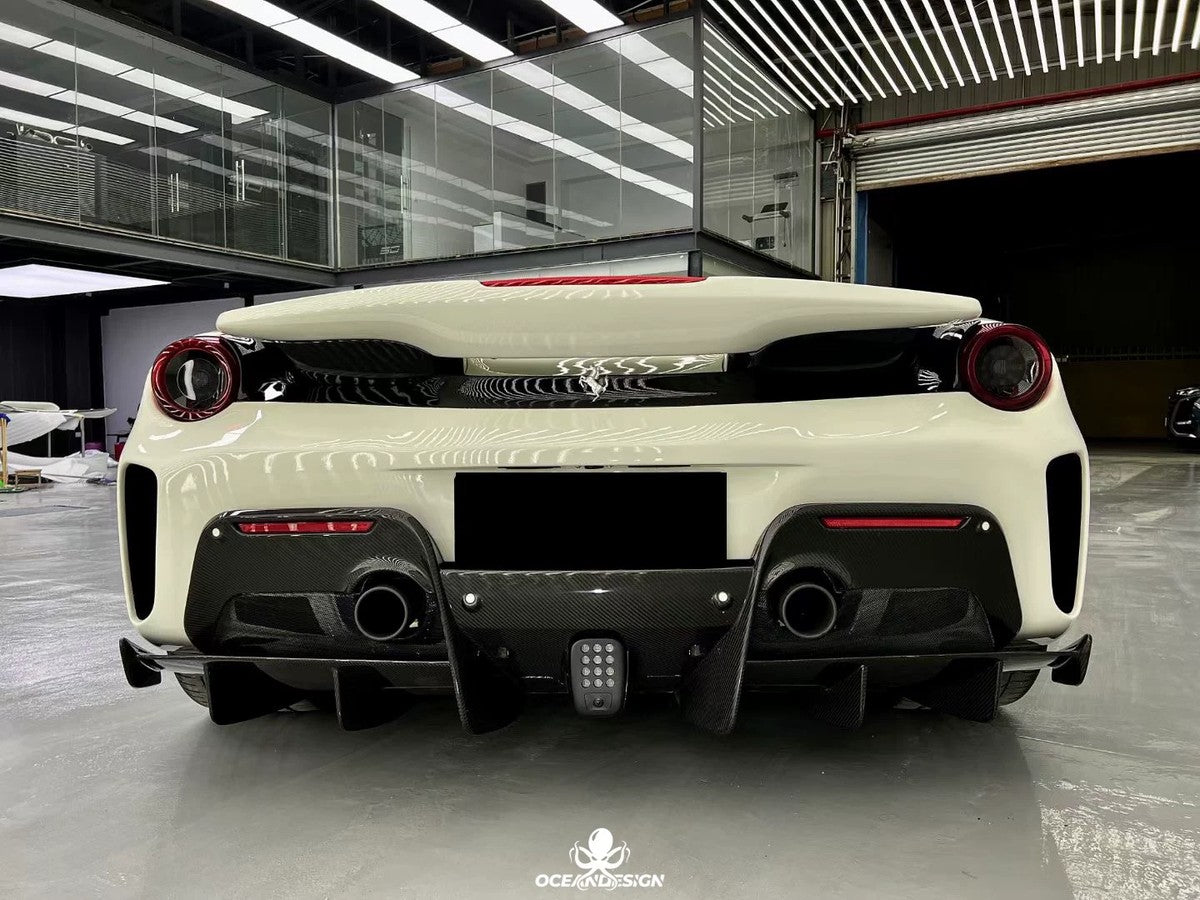 Ferrari 488 Pista Style Dry Carbon Fiber Full Aero Kit – Front Bumper, Rear Bumper, Hood, Side Skirts, Rear Wing, Front & Rear Lips