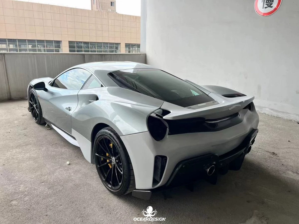 Ferrari 488 Pista Style Dry Carbon Fiber Full Aero Kit – Front Bumper, Rear Bumper, Hood, Side Skirts, Rear Wing, Front & Rear Lips