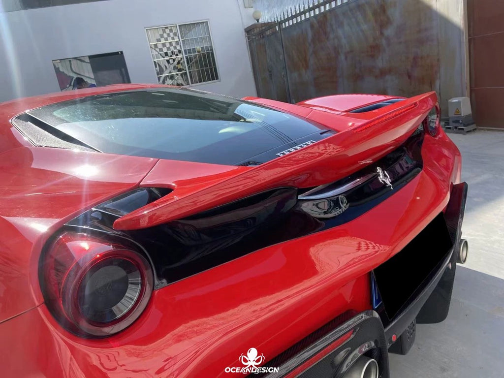 Ferrari 488 Pista Style Dry Carbon Fiber Full Aero Kit – Front Bumper, Rear Bumper, Hood, Side Skirts, Rear Wing, Front & Rear Lips