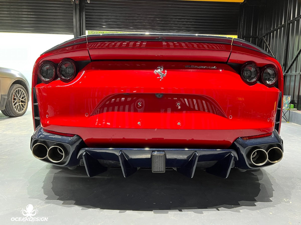 Ferrari 812 M-Style Dry Carbon Fiber Aero Kit – Front Lip, Side Skirts, Rear Lip, Hood, Rear Wing, Fender Flares, Engine Bay Trim