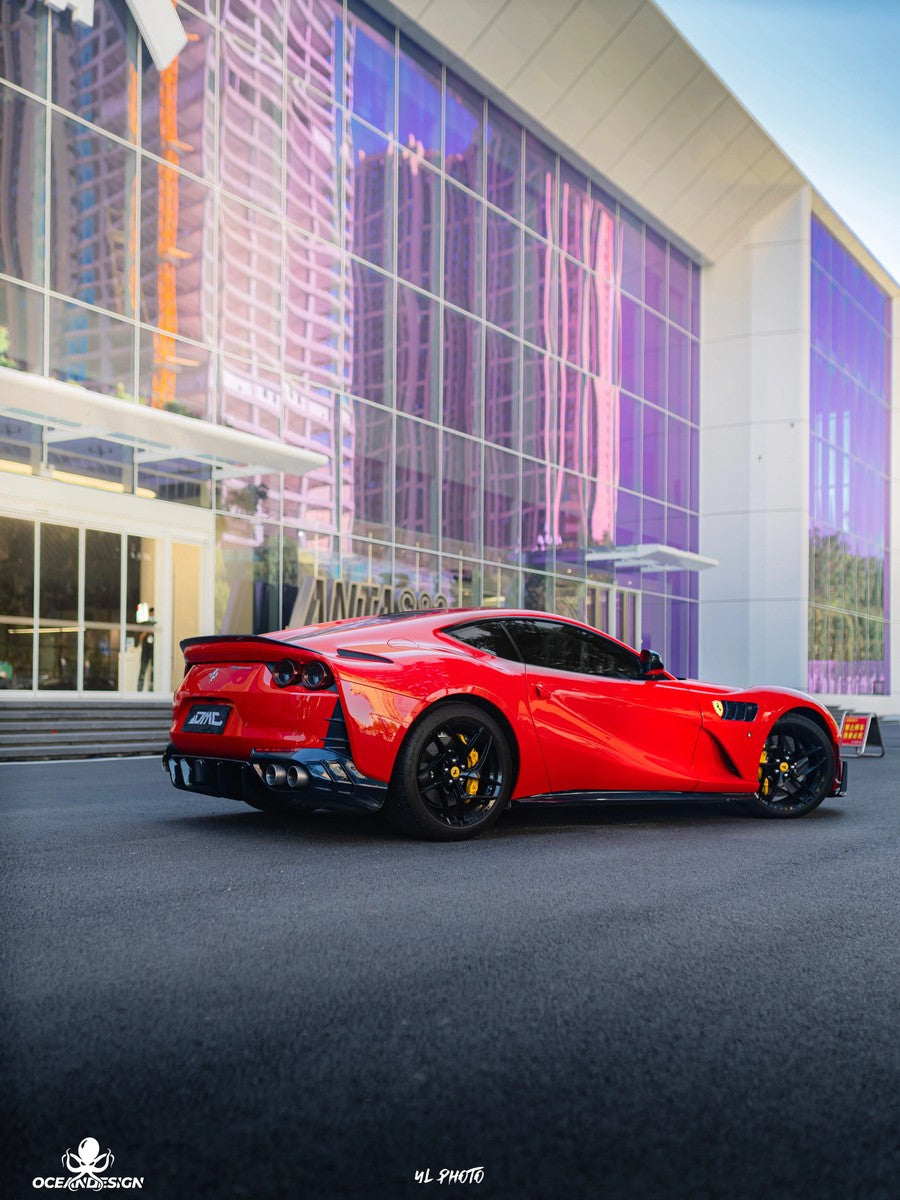 Ferrari 812 M-Style Dry Carbon Fiber Aero Kit – Front Lip, Side Skirts, Rear Lip, Hood, Rear Wing, Fender Flares, Engine Bay Trim