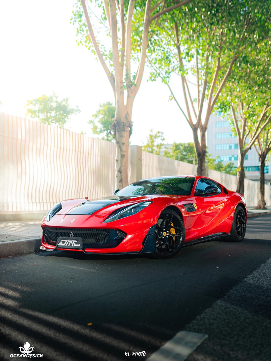 Ferrari 812 M-Style Dry Carbon Fiber Aero Kit – Front Lip, Side Skirts, Rear Lip, Hood, Rear Wing, Fender Flares, Engine Bay Trim