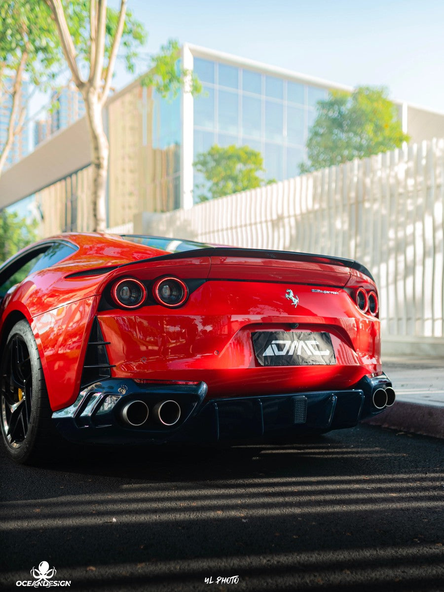 Ferrari 812 M-Style Dry Carbon Fiber Aero Kit – Front Lip, Side Skirts, Rear Lip, Hood, Rear Wing, Fender Flares, Engine Bay Trim