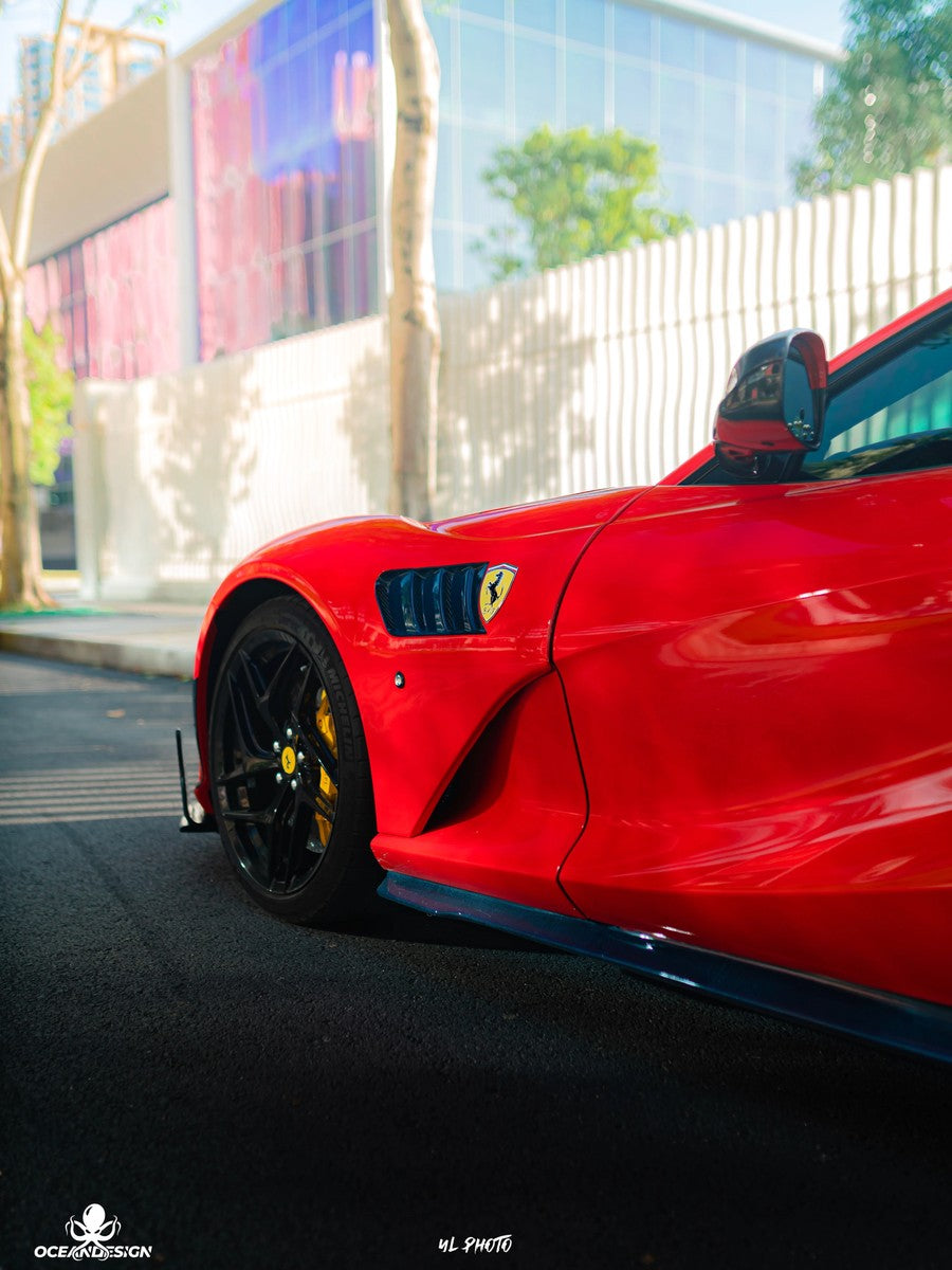Ferrari 812 M-Style Dry Carbon Fiber Aero Kit – Front Lip, Side Skirts, Rear Lip, Hood, Rear Wing, Fender Flares, Engine Bay Trim
