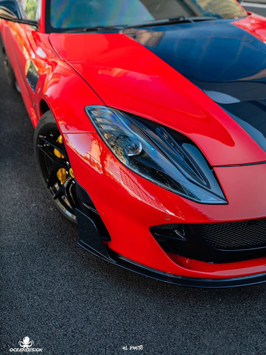 Ferrari 812 M-Style Dry Carbon Fiber Aero Kit – Front Lip, Side Skirts, Rear Lip, Hood, Rear Wing, Fender Flares, Engine Bay Trim