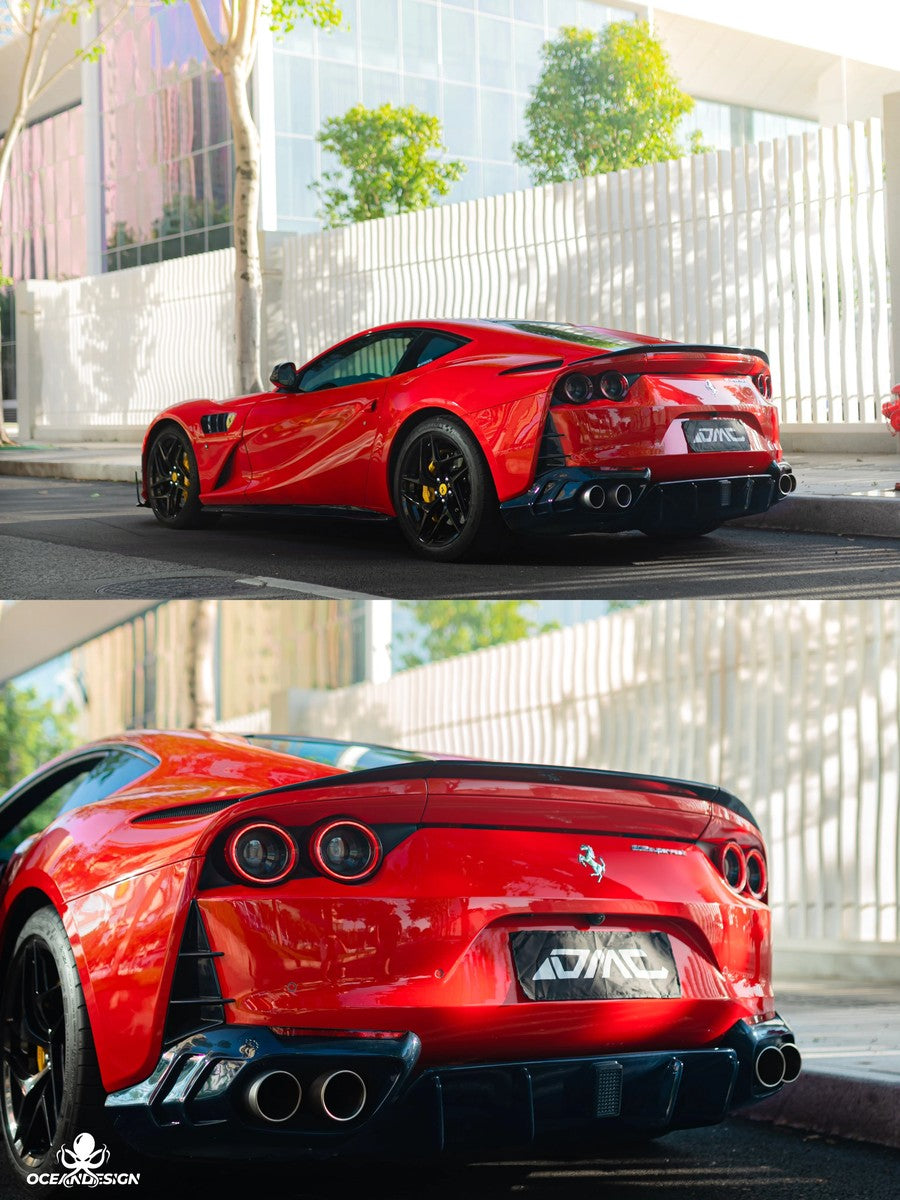 Ferrari 812 M-Style Dry Carbon Fiber Aero Kit – Front Lip, Side Skirts, Rear Lip, Hood, Rear Wing, Fender Flares, Engine Bay Trim
