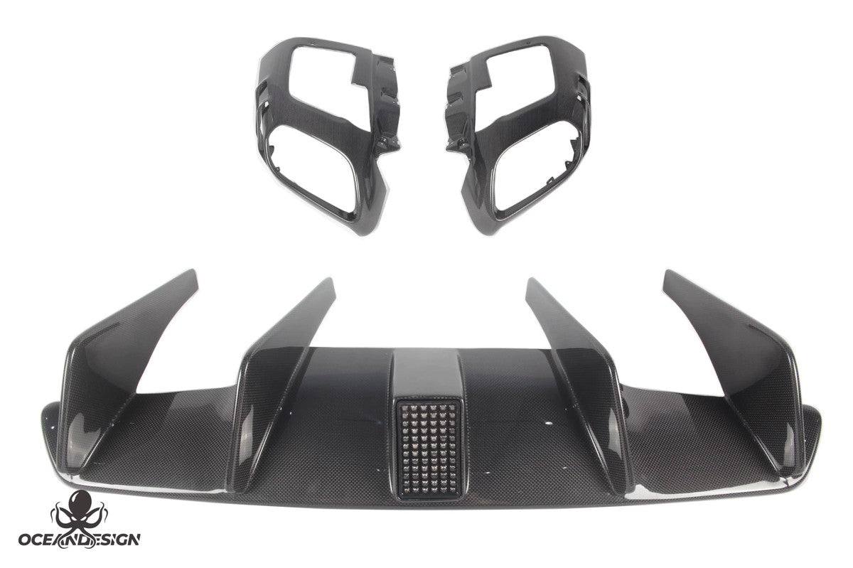 Ferrari 812 M-Style Dry Carbon Fiber Aero Kit – Front Lip, Side Skirts, Rear Lip, Hood, Rear Wing, Fender Flares, Engine Bay Trim