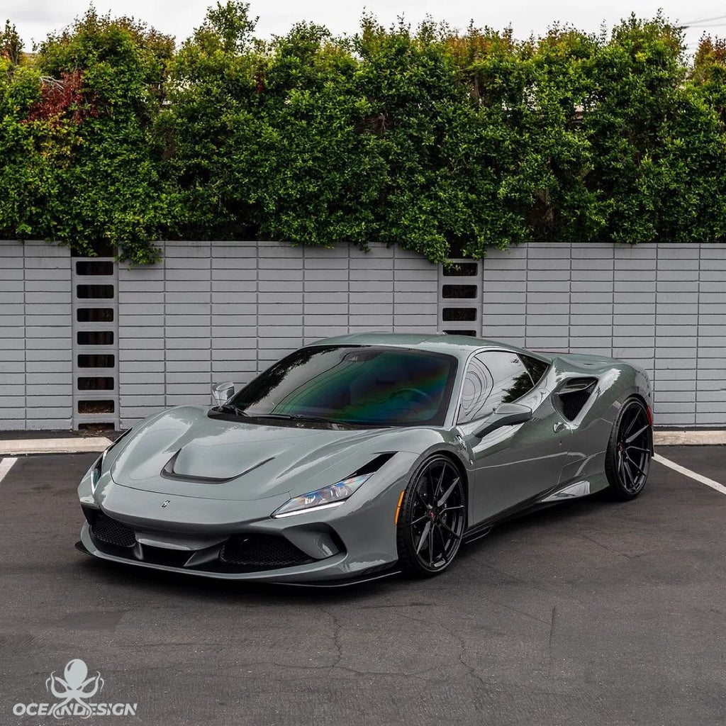 Ferrari F8 OEM Style Dry Carbon Fiber Aero Kit – Front Lip, Rear Lip, Side Skirts, Side Vents, Mirror Covers, Engine Interior Trim