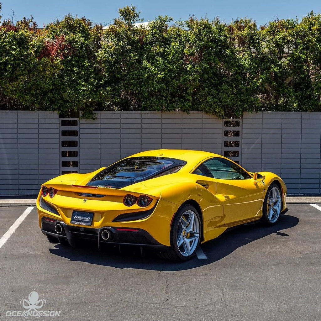 Ferrari F8 OEM Style Dry Carbon Fiber Aero Kit – Front Lip, Rear Lip, Side Skirts, Side Vents, Mirror Covers, Engine Interior Trim