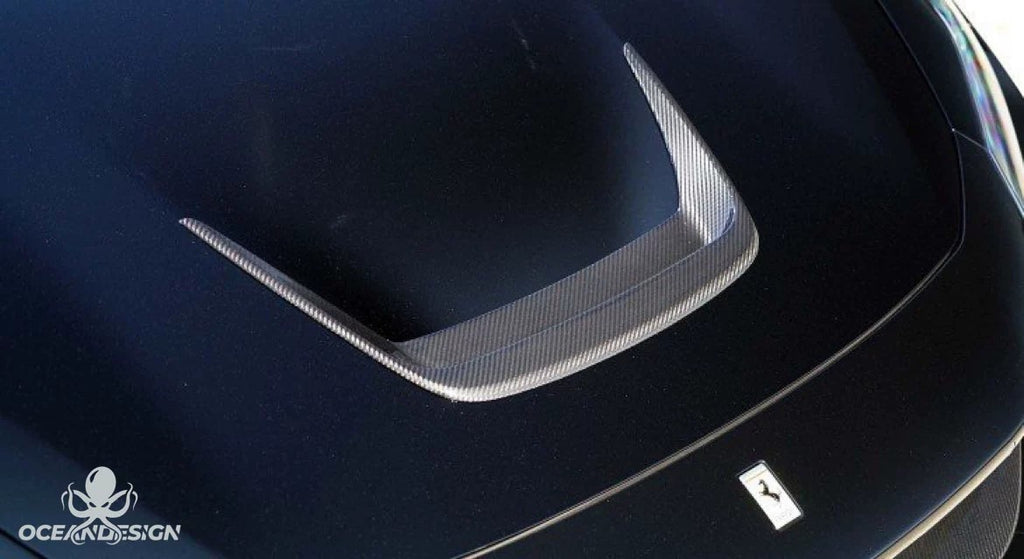 Ferrari F8 OEM Style Dry Carbon Fiber Aero Kit – Front Lip, Rear Lip, Side Skirts, Side Vents, Mirror Covers, Engine Interior Trim
