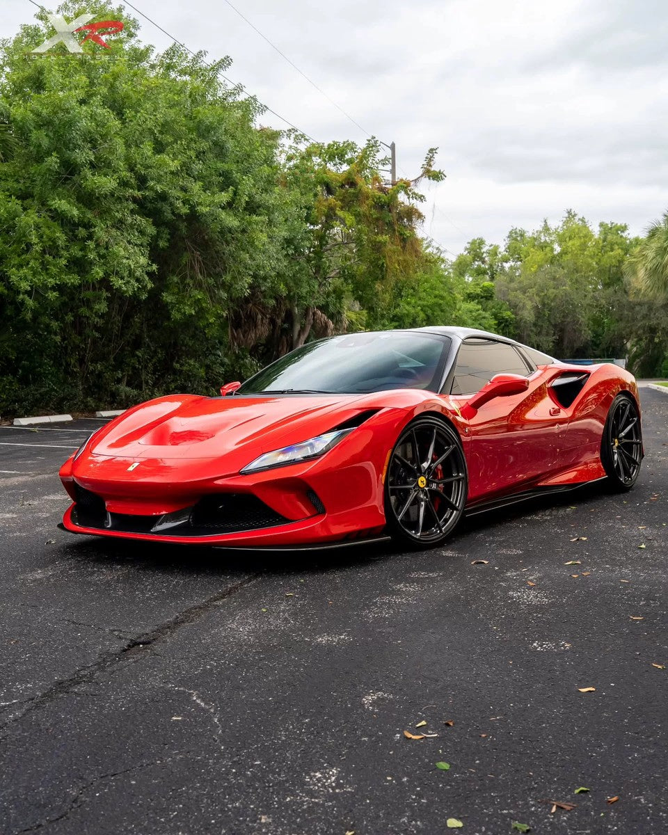 Ferrari F8 OEM Style Dry Carbon Fiber Aero Kit – Front Lip, Rear Lip, Side Skirts, Side Vents, Mirror Covers, Engine Interior Trim