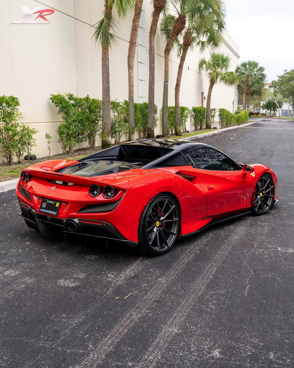 Ferrari F8 OEM Style Dry Carbon Fiber Aero Kit – Front Lip, Rear Lip, Side Skirts, Side Vents, Mirror Covers, Engine Interior Trim
