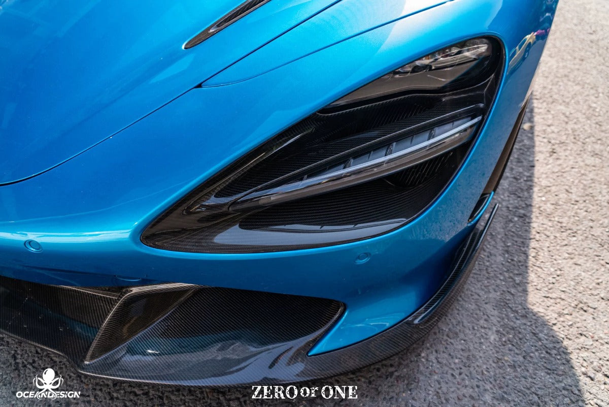 McLaren 720S V-Style Dry Carbon Fiber Aero Kit – Front Lip / Side Skirts / Rear Lip / Rear Wing / Fender Extensions / Hood