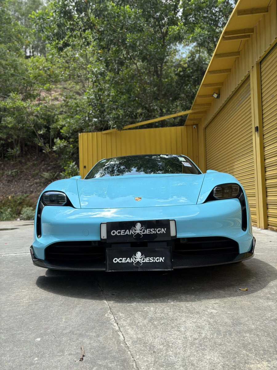 Porsche Taycan OceanDesign OD-Style Dry Carbon Fiber Aero Kit – Front Lip / Side Skirts / Rear Lip / Rear Wing / Mirror Covers