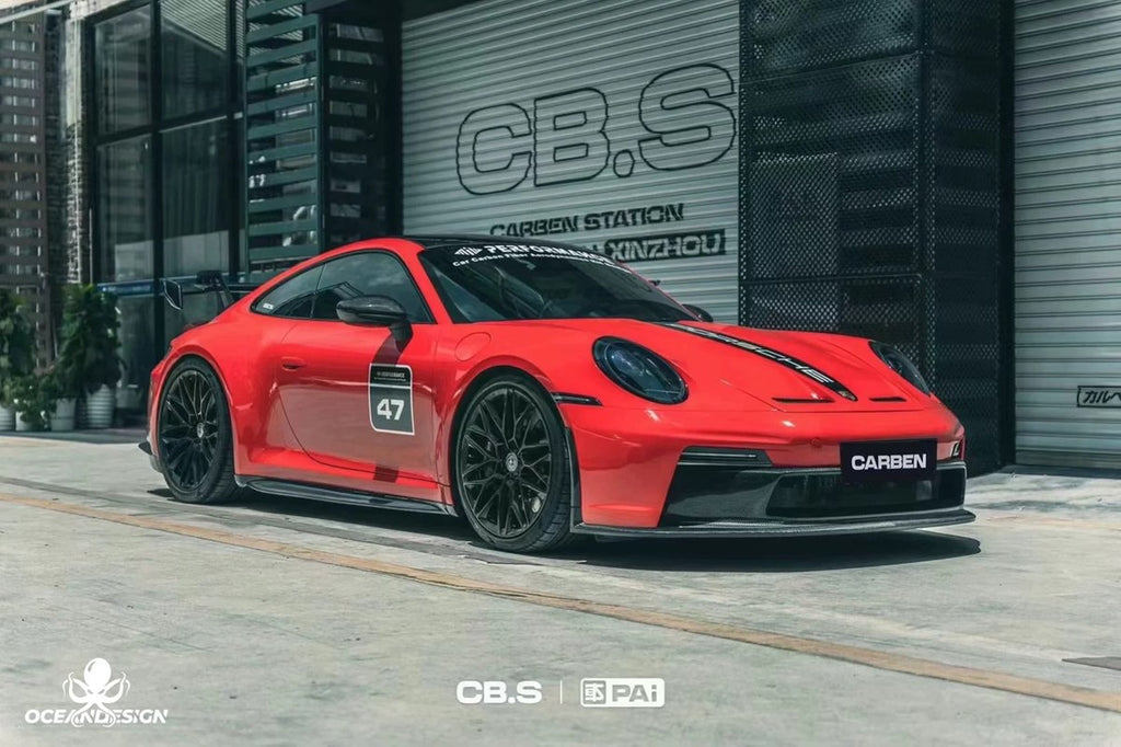 Porsche 911 992.1 GT3 Style Dry Carbon Fiber Aero Kit – Front Bumper, Rear Bumper, Side Skirts, Rear Wing, Hood, Roof, Exhaust