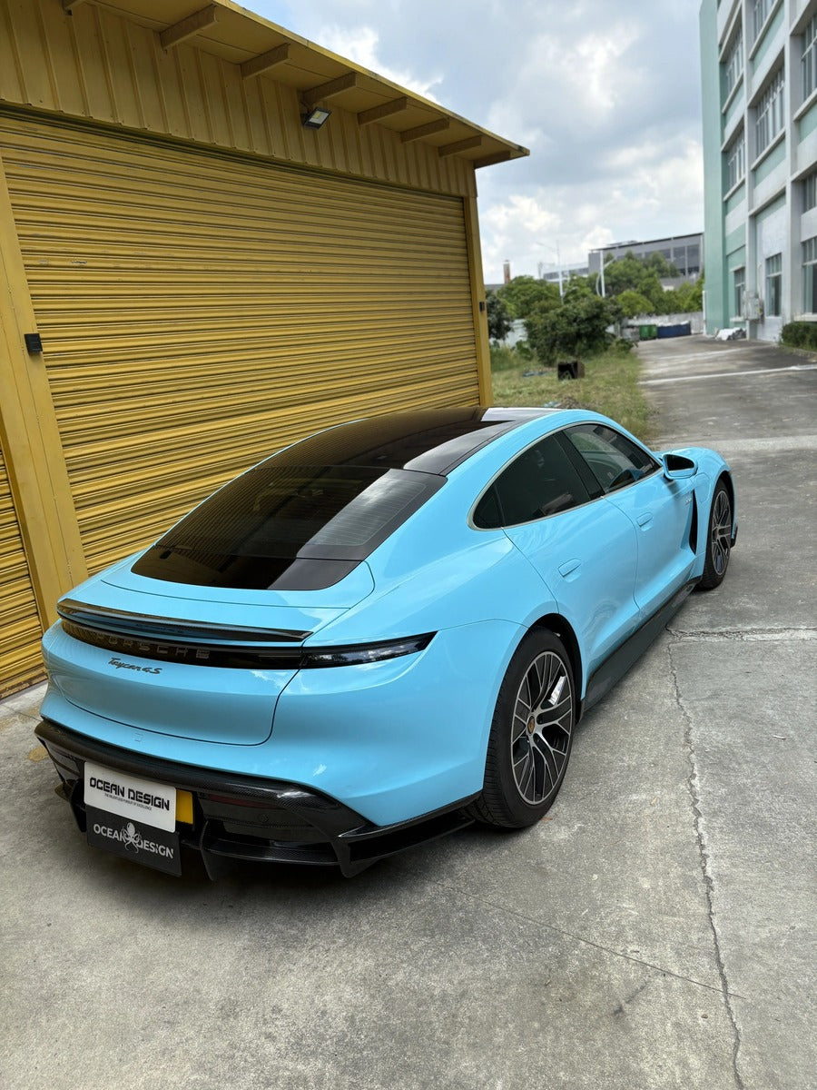 Porsche Taycan OceanDesign OD-Style Dry Carbon Fiber Aero Kit – Front Lip / Side Skirts / Rear Lip / Rear Wing / Mirror Covers