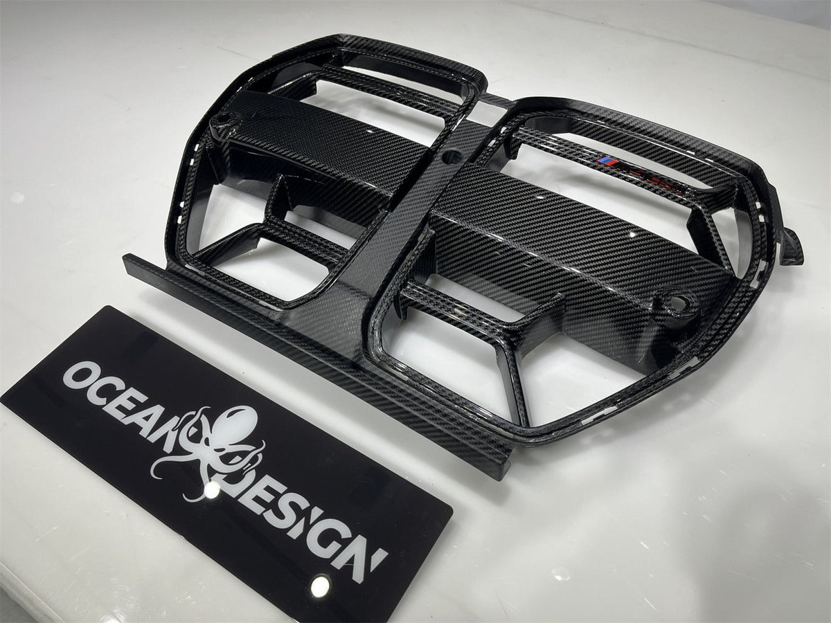 BMW G80 M3 / G82 M4 / G83 M4 CSL-Style Dry Carbon Fiber Grille + M3/M4 CSL Grille Badge