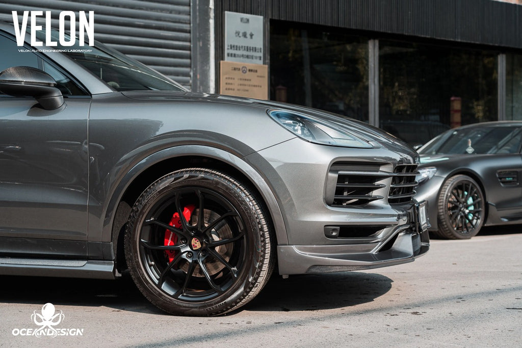 Porsche Cayenne OceanDesign OD-Style Carbon Fiber Aero Kit – Front Lip / Side Skirts / Rear Lip / Rear Wing / Front & Rear Fender Arches / Door Sills