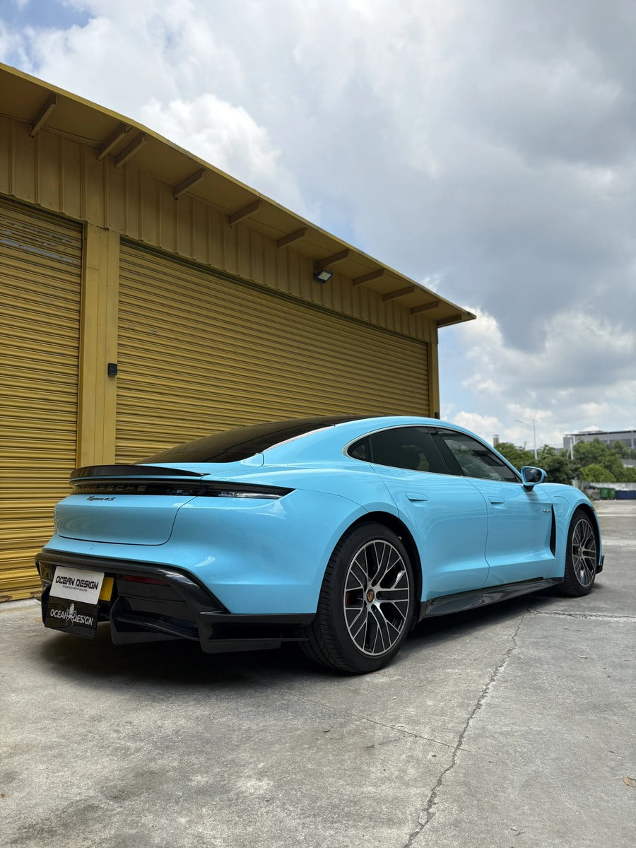 Porsche Taycan OceanDesign OD-Style Dry Carbon Fiber Aero Kit – Front Lip / Side Skirts / Rear Lip / Rear Wing / Mirror Covers