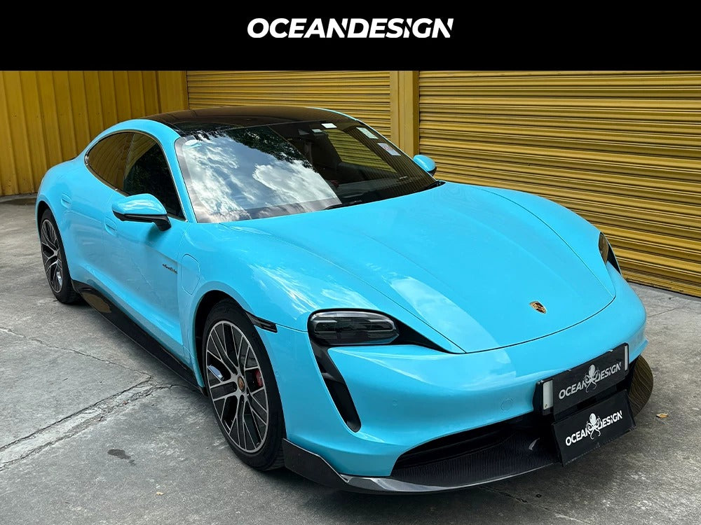 Porsche Taycan OceanDesign OD-Style Dry Carbon Fiber Aero Kit – Front Lip / Side Skirts / Rear Lip / Rear Wing / Mirror Covers