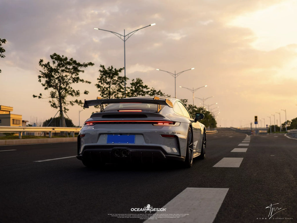 Porsche 911 992 to 992.2 GT3 Style Dry Carbon Fiber Conversion Kit – Front Bumper, Rear Bumper, Hood, Side Skirts, Engine Cover, GT Wing, Exhaust & More