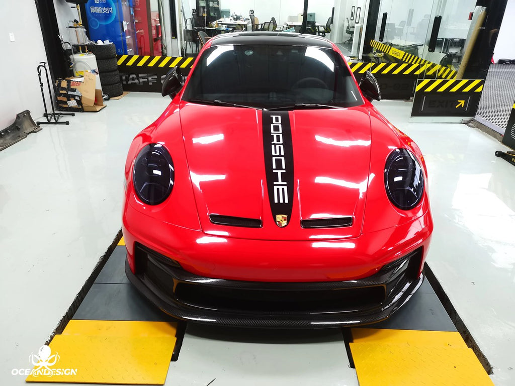 Porsche 911 992.1 GT3 Style Dry Carbon Fiber Aero Kit – Front Bumper, Rear Bumper, Side Skirts, Rear Wing, Hood, Roof, Exhaust