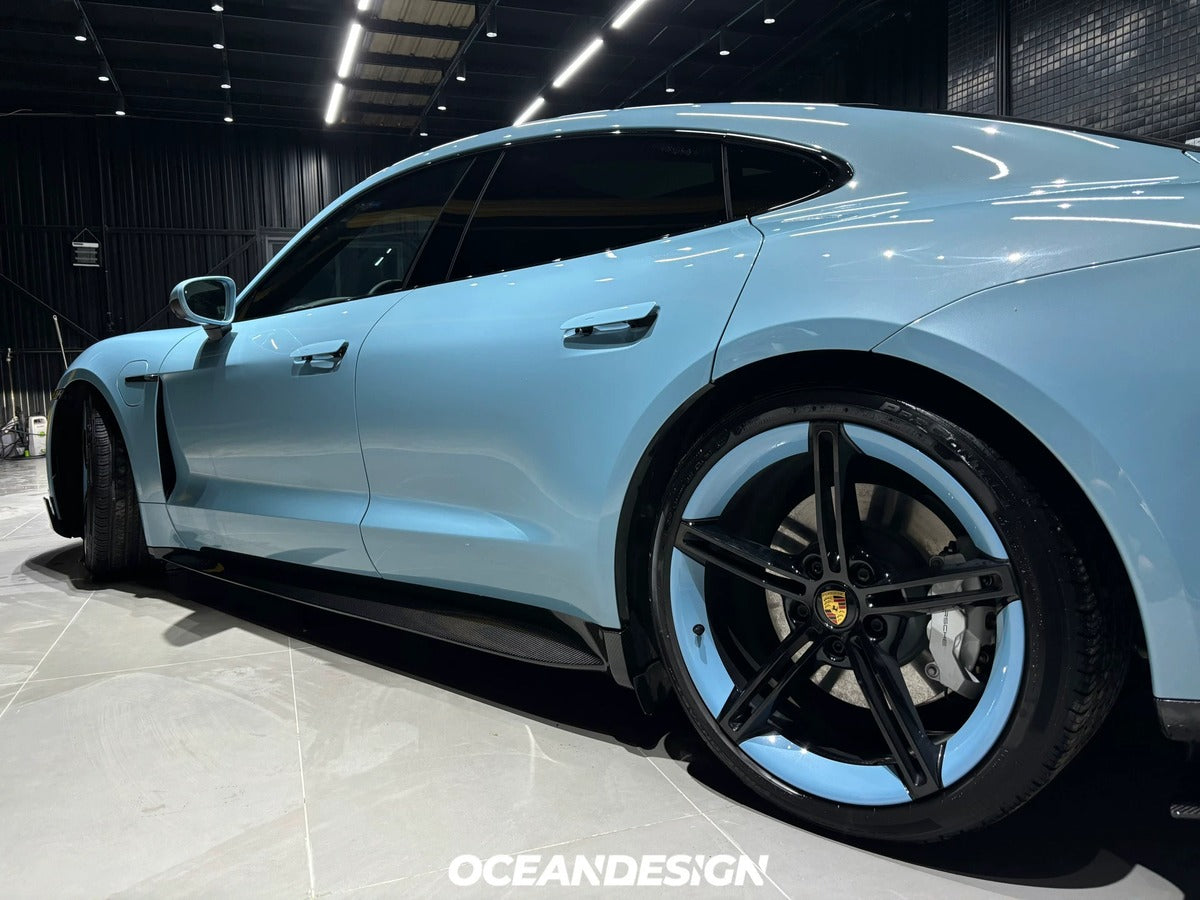 Porsche Taycan OceanDesign OD-Style Dry Carbon Fiber Aero Kit – Front Lip / Side Skirts / Rear Lip / Rear Wing / Mirror Covers