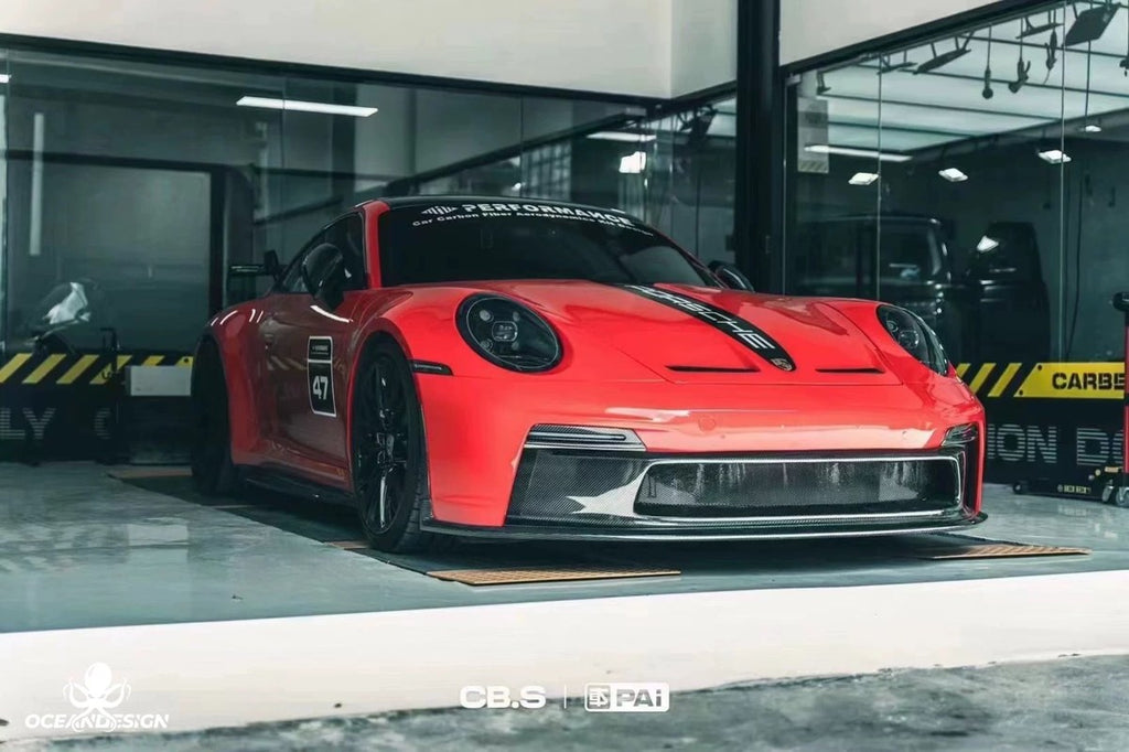 Porsche 911 992.1 GT3 Style Dry Carbon Fiber Aero Kit – Front Bumper, Rear Bumper, Side Skirts, Rear Wing, Hood, Roof, Exhaust