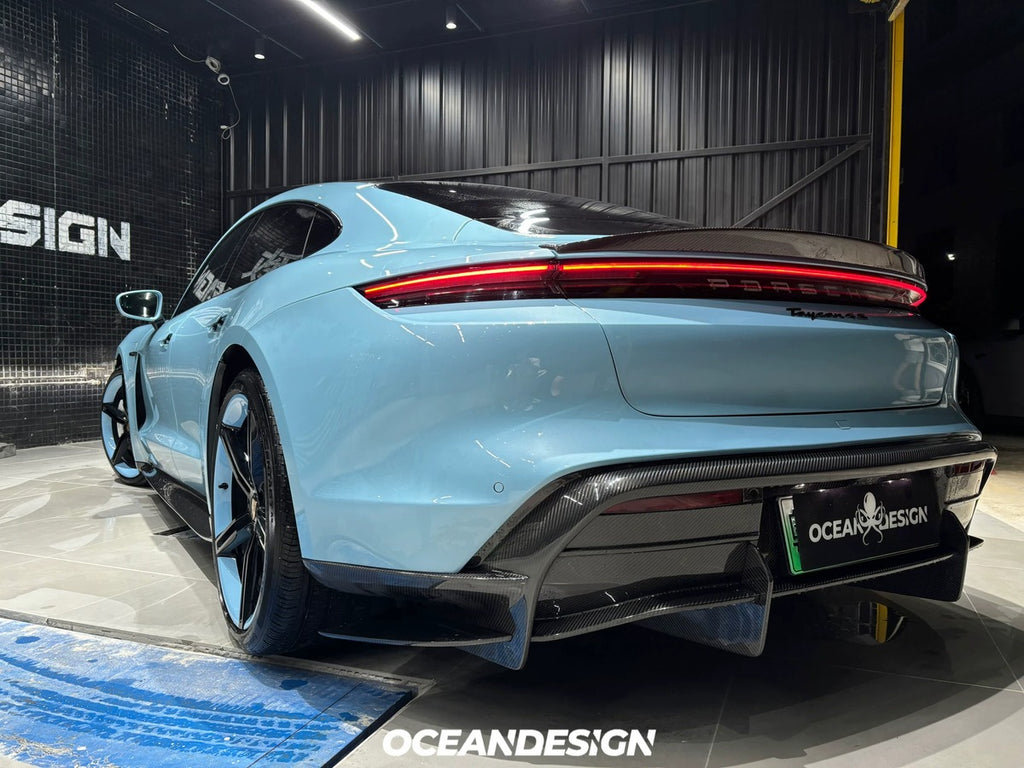 Porsche Taycan OceanDesign OD-Style Dry Carbon Fiber Aero Kit – Front Lip / Side Skirts / Rear Lip / Rear Wing / Mirror Covers