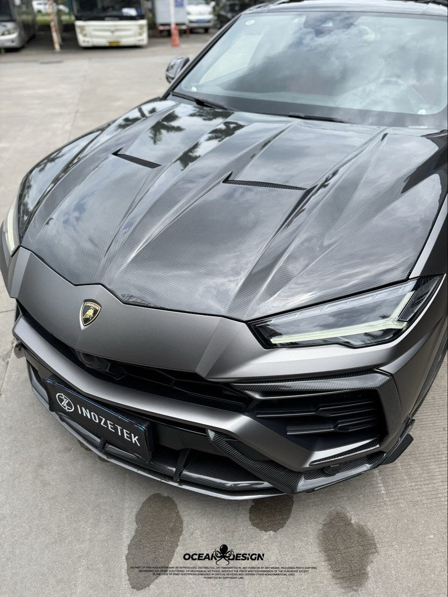 Lamborghini Urus Topcar Style Dry Carbon Fiber Aero Kit – Front Lip, Side Skirts, Rear Lip, Hood, Wing, Mirror Covers, Fender Trim, Wheel Arches, Air Vents, Interior Trim